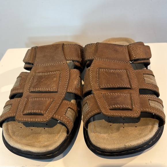 Men’s Bass leather slip on sandals brown size 8 - Picture 4 of 13